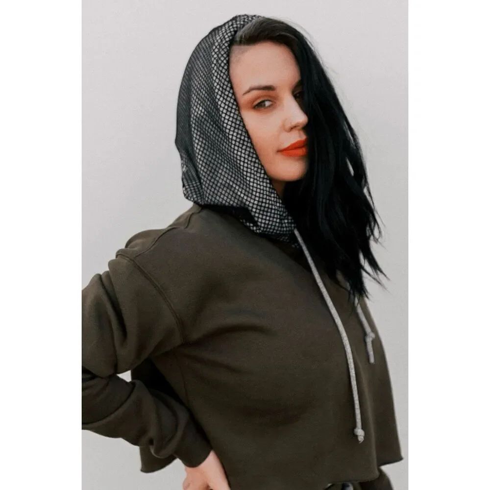 Celestial Bodiez NWOT Good Vibe Hoodie in Olive Juice Green/Smoke Gray Medium